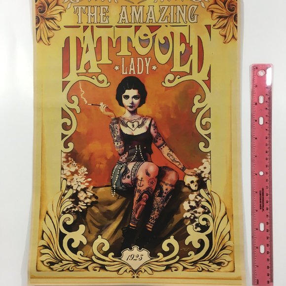 Freakshow Circus Poster Tattoo Girl Freak Show Carnival Vintage Style Art Print - Picture 2 of 8